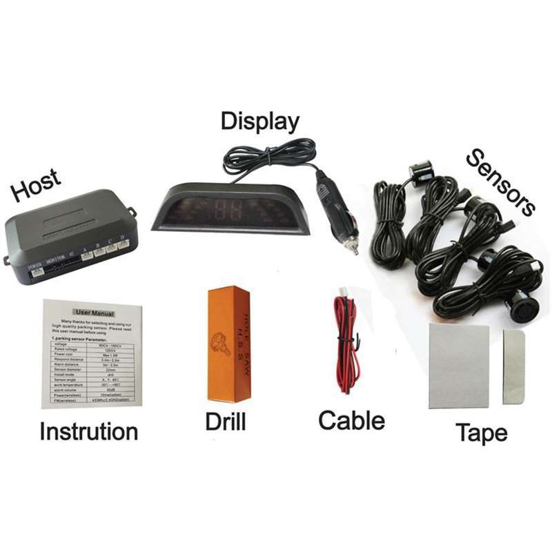 PZ-303-W Car Parking Reversing Buzzer and LED Monitor Parking Alarm Assistance System with 4 Rear...