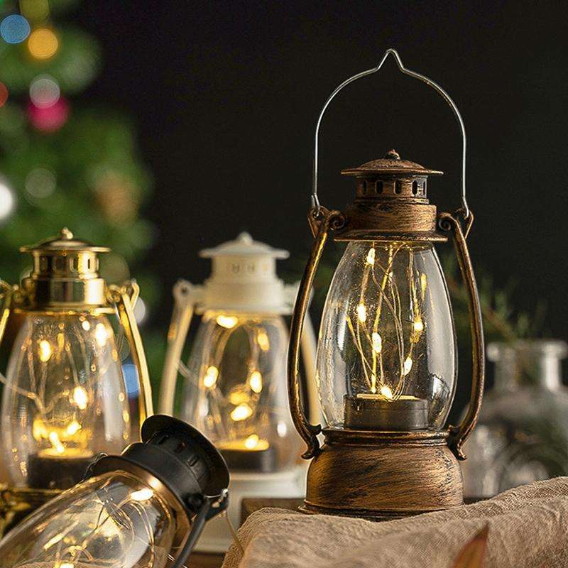 Retro Lantern Table Decoration Christmas Scene Decoration Simulation Oil Lamp(White)