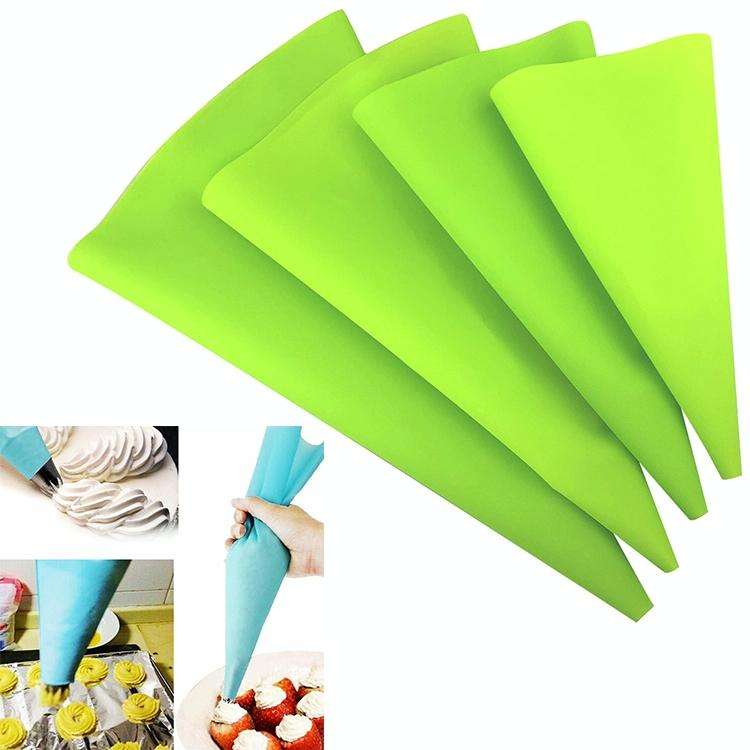 4 in 1 Silicone Icing Piping Cream Pastry Bag Nozzle DIY Cake Decorating Tools Set(EVA Bag Green ...