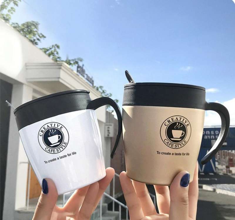 Handle Coffee Mug Stainless Steel Thermos Cups Vacuum Flask Water Bottle Bussiness Portable Therm...