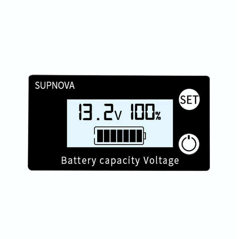 SUPNOVA DC 8-100V Battery Capacity Indicator Voltmeter Voltage Gauge,Style: White + Alarm + Tempe...