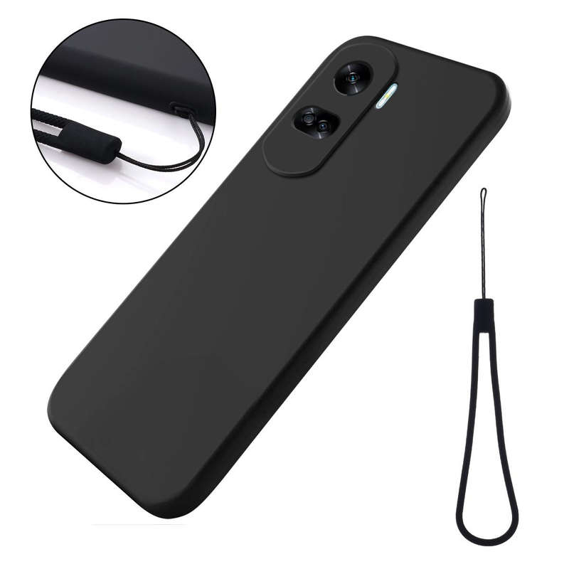 For Honor 90 Lite / X50i Pure Color Liquid Silicone Shockproof Phone Case(Black)