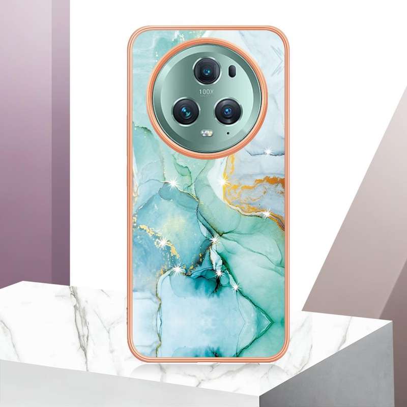 For Honor X9a/Magic5 Lite Electroplating Marble Dual-side IMD Phone Case(Green 003)