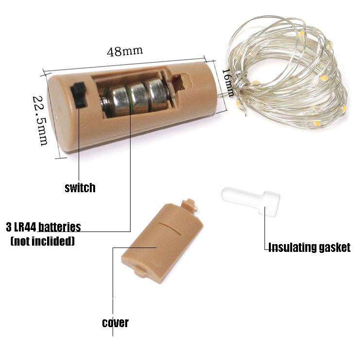 10 PCS LED Wine Bottle Cork Copper Wire String Light IP44 Waterproof Holiday Decoration Lamp, Sty...