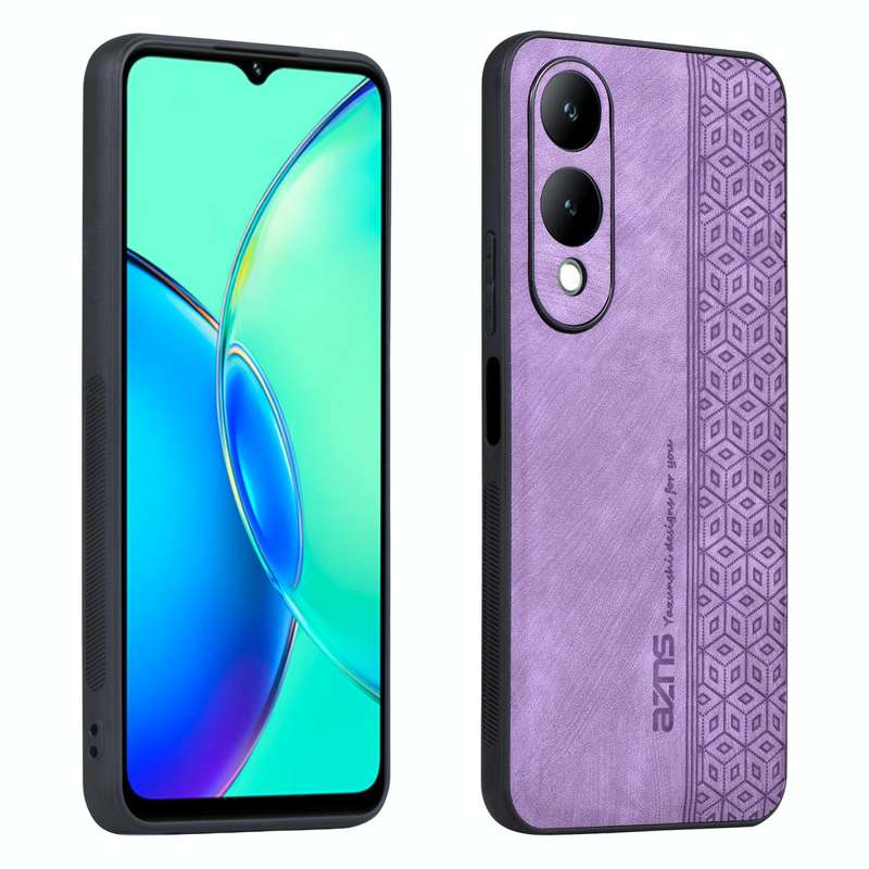 For vivo Y17S AZNS 3D Embossed Skin Feel Phone Case(Purple)