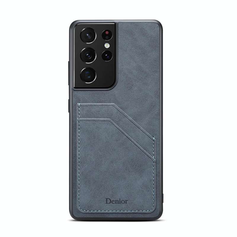 For Samsung Galaxy S23 Ultra 5G Denior PU Dual Card Slot Phone Case(Grey)