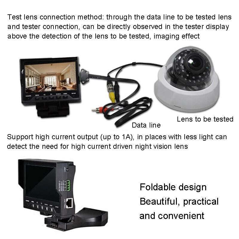 JSK-4300B 4.3 inch Handheld 12V Output Network Cable Monitoring Tester(With EU Plug Power Adapter)