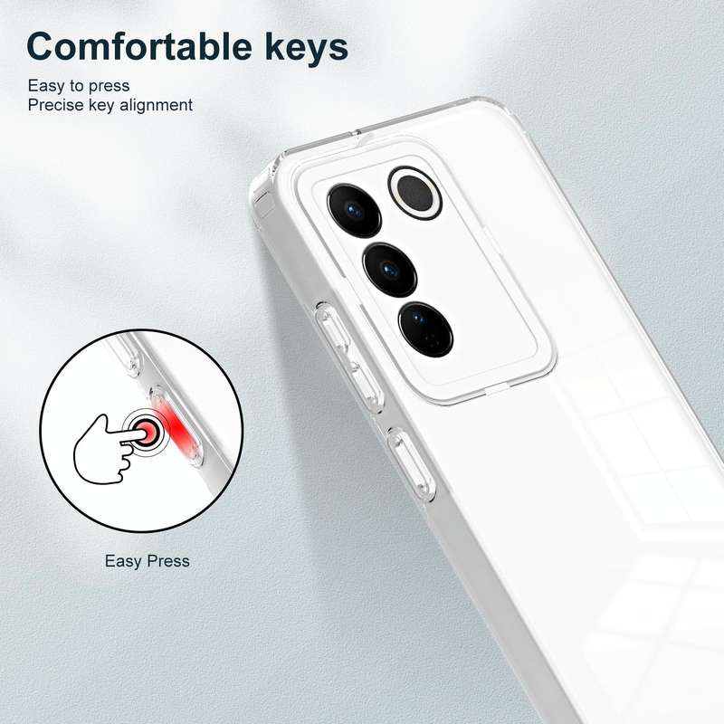 For vivo V27 3 in 1 Clear TPU Color PC Frame Phone Case(White)