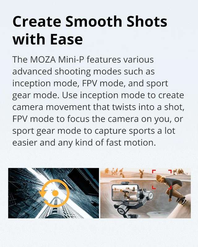MOZA Mini-P 3 Axis Handheld Gimbal Stabilizer for Action Camera and Smart Phone(Black)
