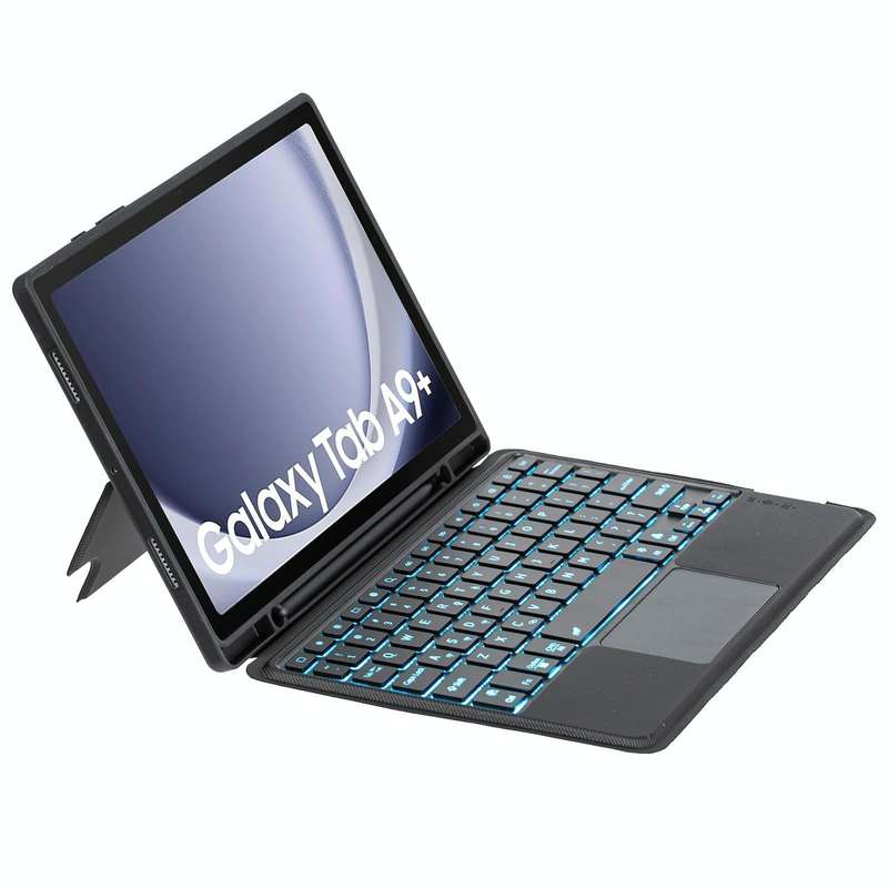 For Samsung Galaxy Tab A9+ X210 TA09B-AS Pen Tray Style Detachable Bluetooth Keyboard Leather Cas...