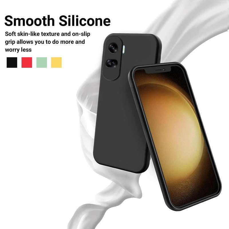 For Honor 90 Lite / X50i Pure Color Liquid Silicone Shockproof Phone Case(Black)