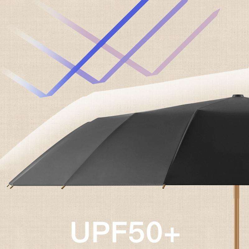 3-fold 16-bone Hand Open Umbrella Retro Wood Handle Black Glue Sunshade Umbrella(Prune Tree)