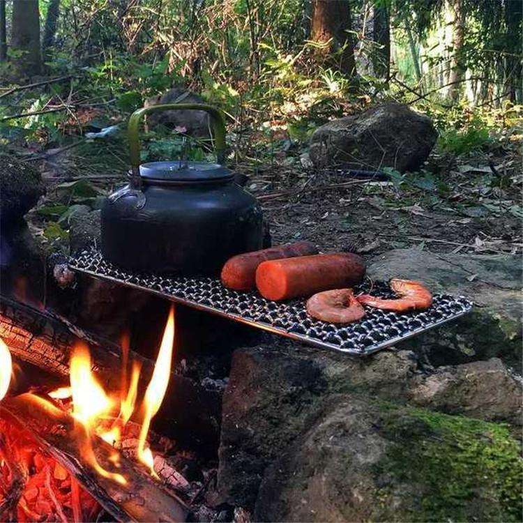 Outdoor Camping Pot Rack Square 304 Stainless Steel Barbecue Mesh Simple Wood Fire Stove Barbecue...
