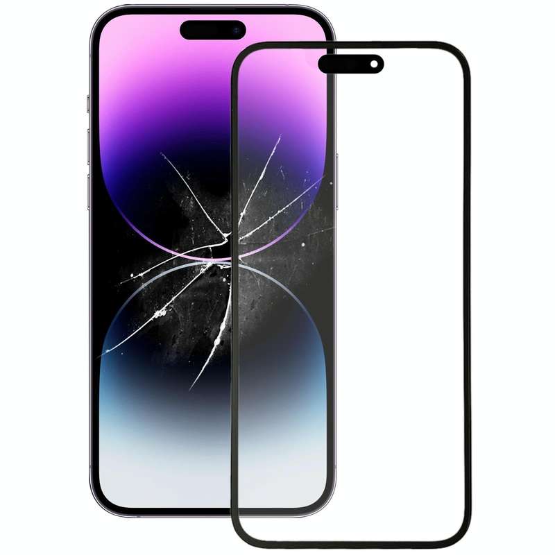 For iPhone 14 Pro Max Front Screen Outer Glass Lens with OCA Optically Clear Adhesive