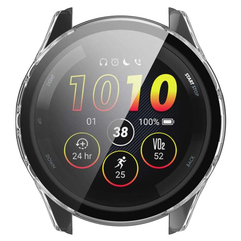 For Garmin Forerunner 265 PC + Tempered Glass Film Integrated Watch Protective Case(Transparent W...