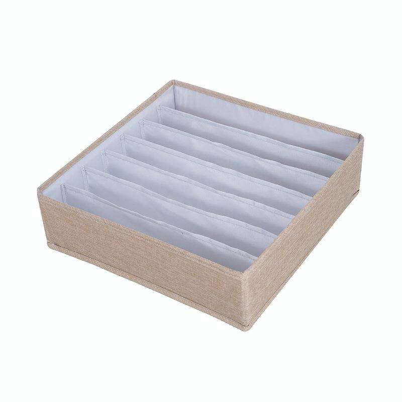 Foldable Drawer Clothes Storage Box, Spec: 7 Grids (Linen)