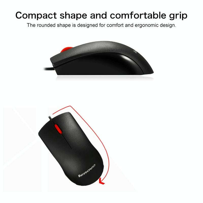 Lenovo M120 Pro Fashion Office Red Dot Wired Mouse (Black)