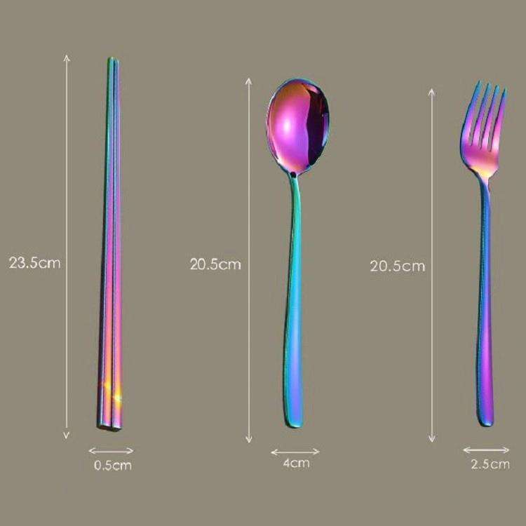 3 PCS / Set Creative Stainless Steel Spoon Fork Chopsticks Portable Tableware Set, Color:Black