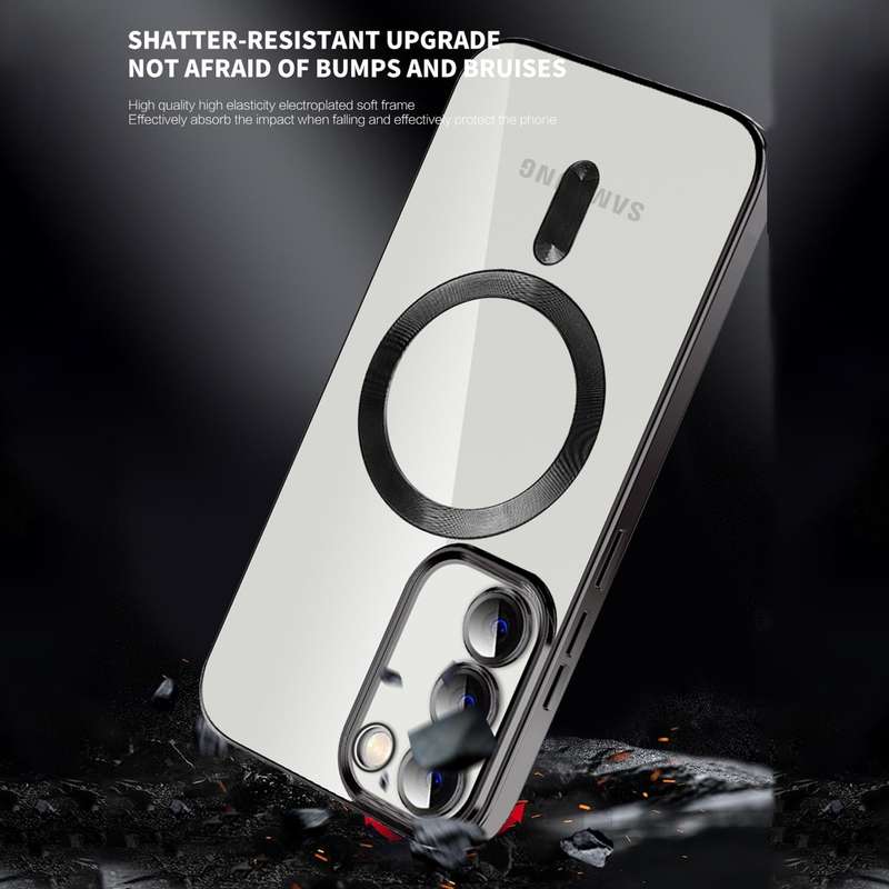For Samsung Galaxy Note20 Ultra CD Texture Plating TPU MagSafe Phone Case with Lens Film(Brown)