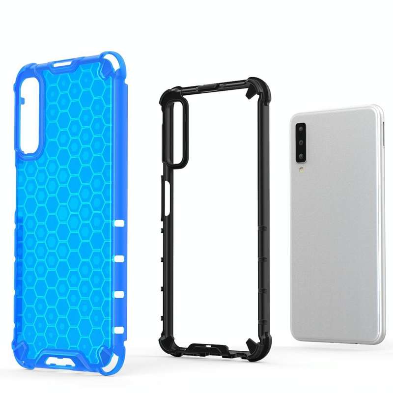 Shockproof Honeycomb PC + TPU Case for Galaxy A7 (2018) (Grey)