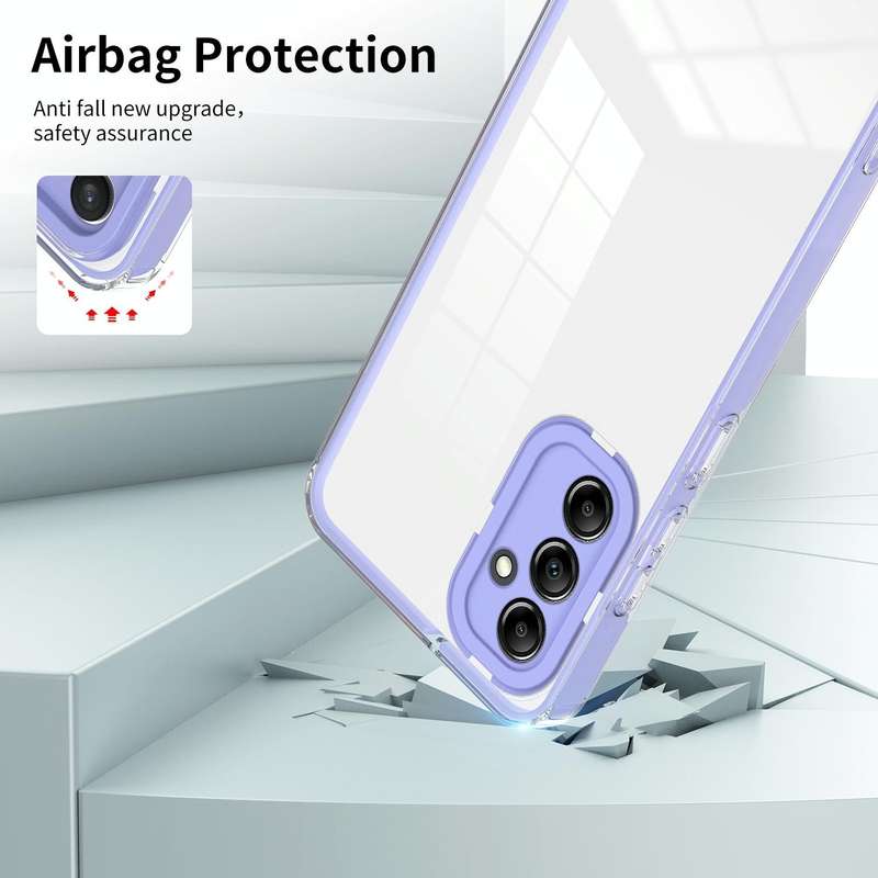 For Samsung Galaxy A34 5G 3 in 1 Clear TPU Color PC Frame Phone Case(Purple)