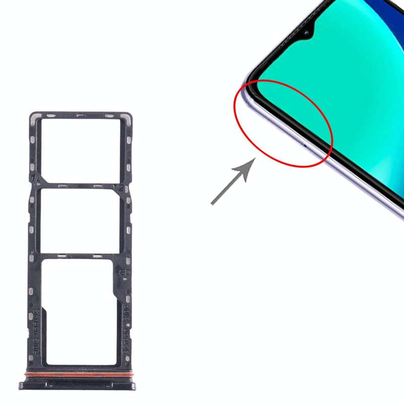 For Infinix Hot 10i X659B SIM Card Tray + SIM Card Tray + Micro SD Card Tray (Black)