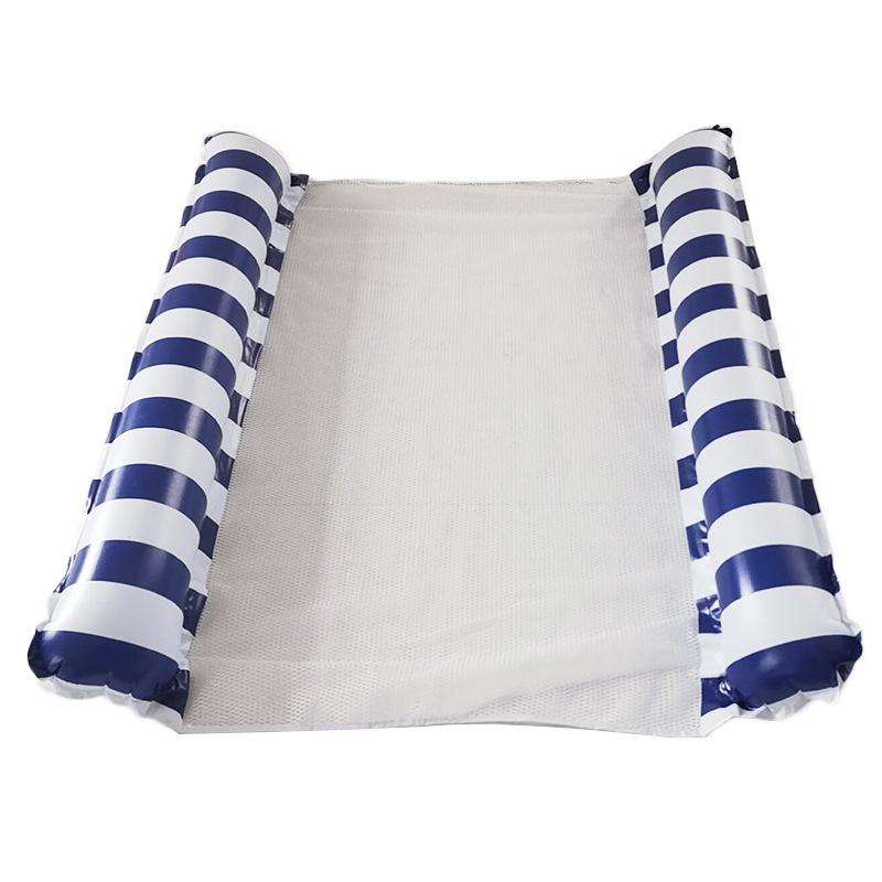 Inflatable Recliner On Water Foldable Backrest Floating Bed Inflatable Floating Row, Style Stripe...