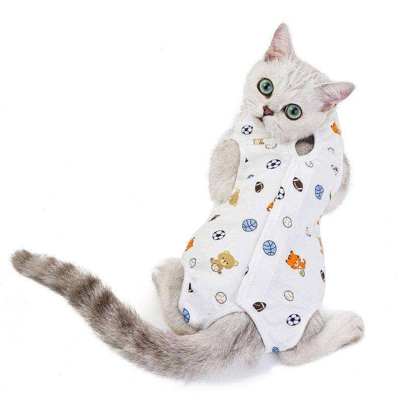 Female Cat Breathable And Anti-Licking Sterilization Clothing, Size: L(Football)