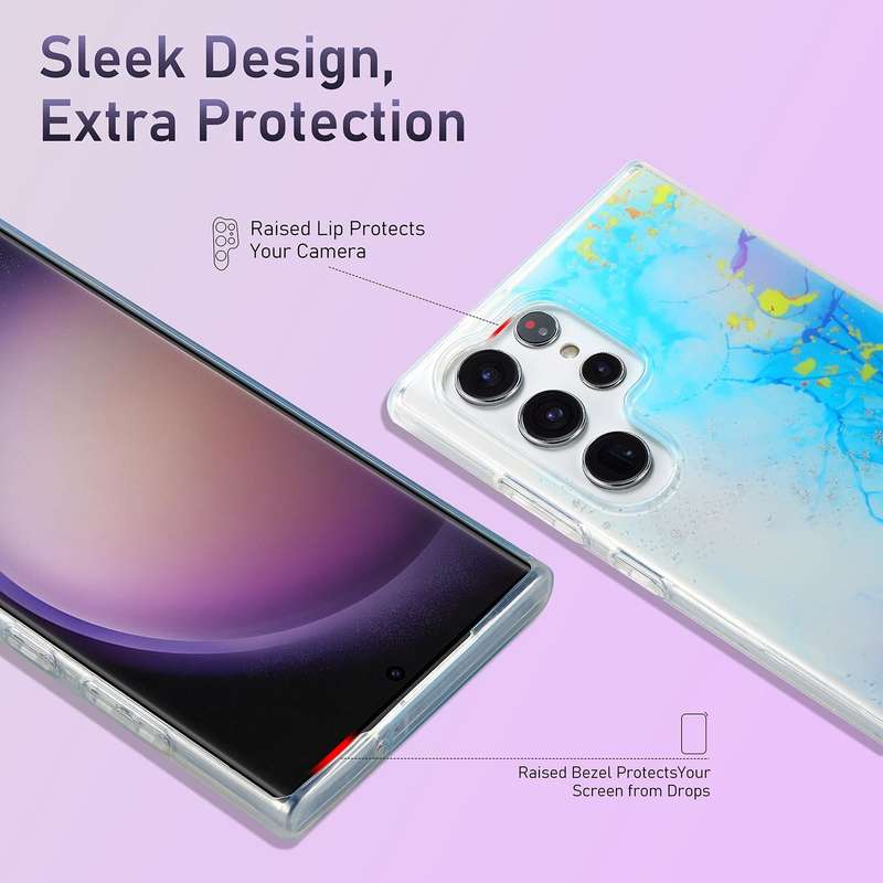 For Samsung Galaxy A54 5G Dual-side IMD Marble Phone Case(White Green)