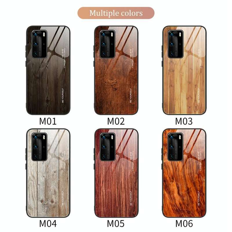 For Huawei P40 Pro Wood Grain Glass Protective Case(M01)