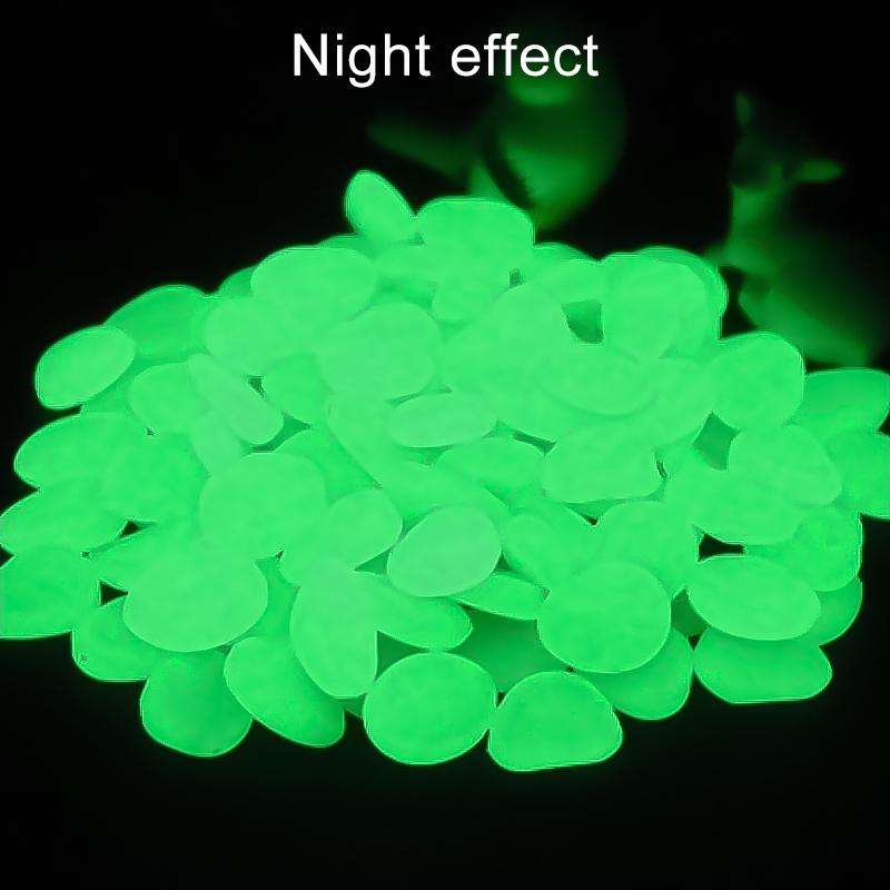 100 PCS Glow in The Dark Garden Pebbles for Walkways & Decoration and Plants Luminous Stones(Orange)