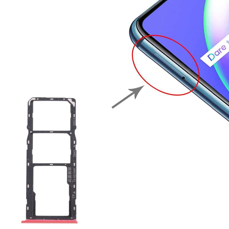 For OPPO Realme C12 RMX2189  SIM Card Tray + SIM Card Tray + Micro SD Card Tray (Red)