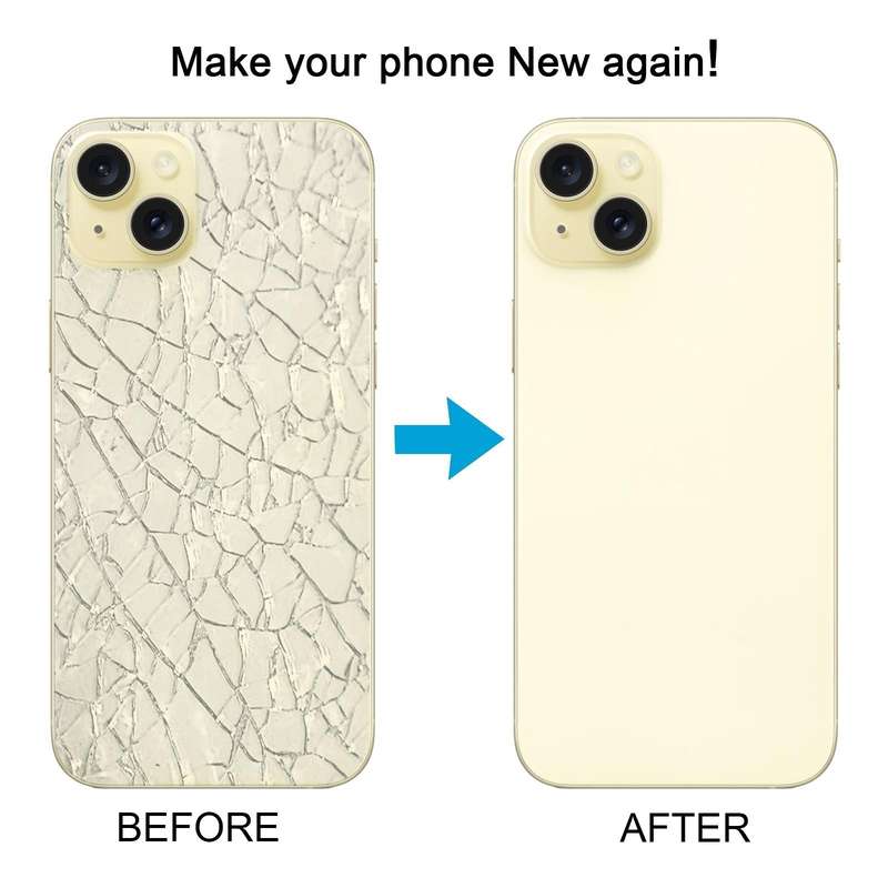For iPhone 15 Plus Glass Battery Back Cover with Camera Lens Cover(Yellow)