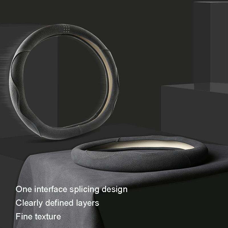Turned Fur D Type Steering Wheel Cover, Size: 38cm(Carbon Gray)