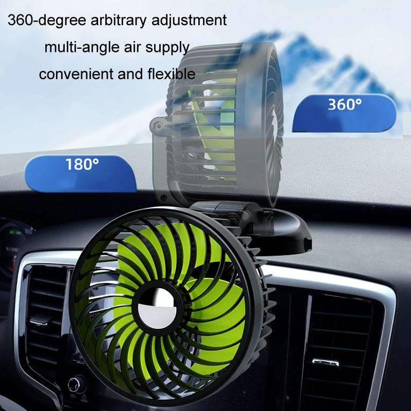 F612 5W Car Rotatable Turntable Silent Fan(12V Cigarette Lighter)