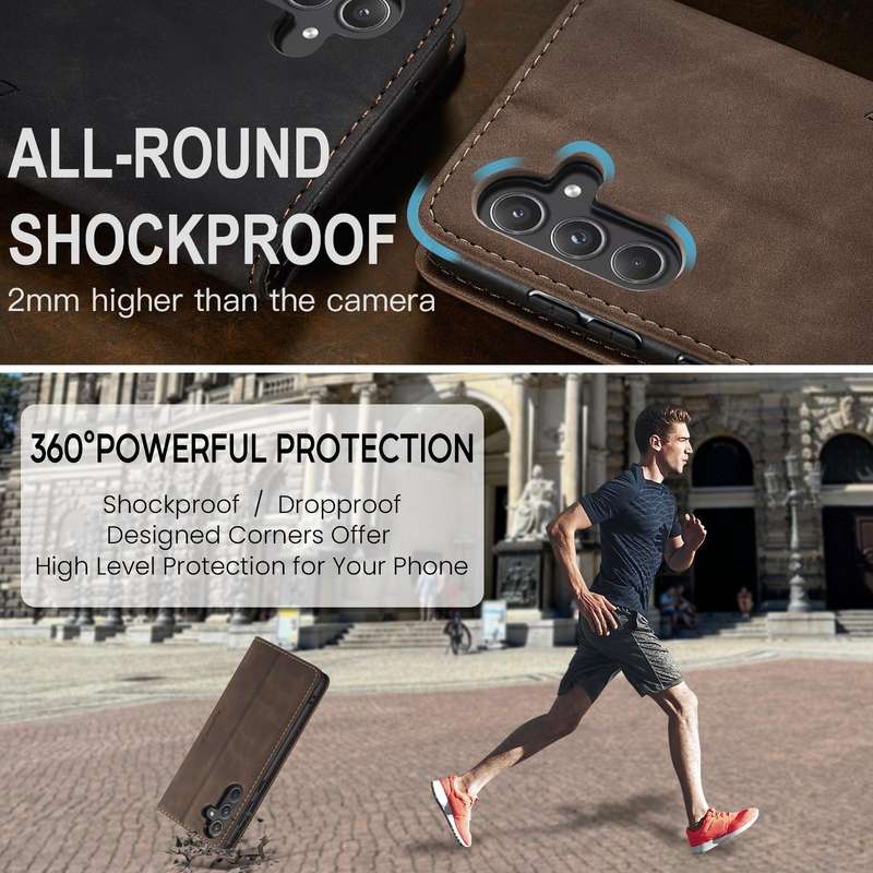 For Samsung Galaxy A55 5G CaseMe 013 Multifunctional Horizontal Flip Leather Phone Case(Coffee)