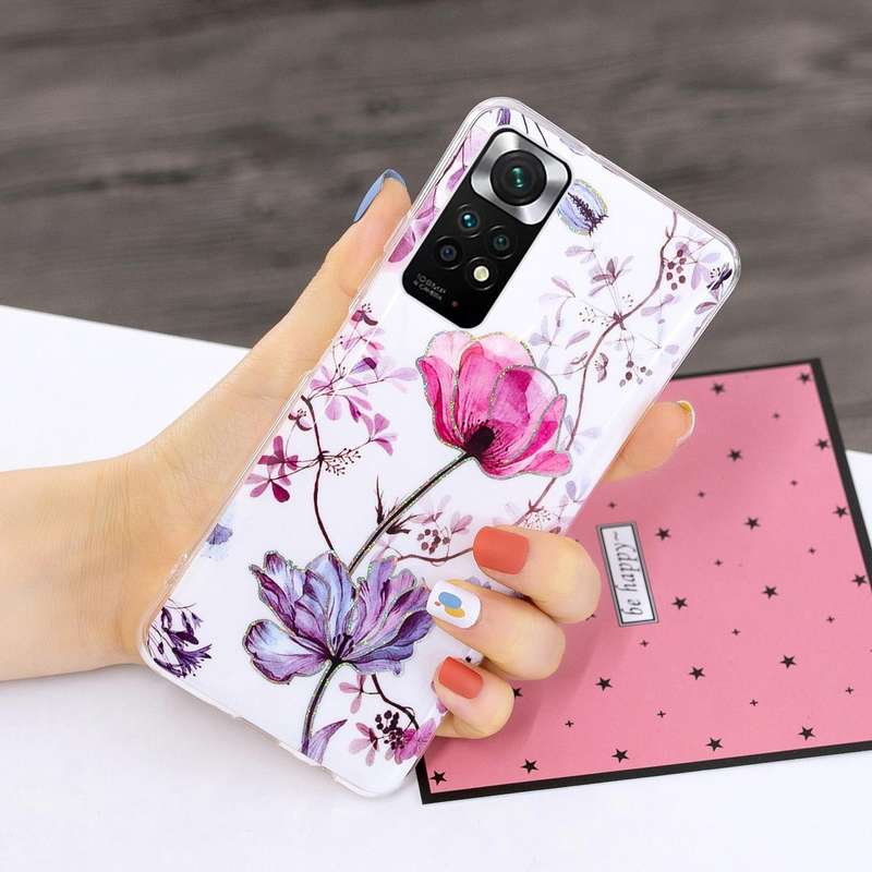 For Xiaomi Redmi Note 11 Global Electroplating Pattern TPU Phone Case(Lotus)