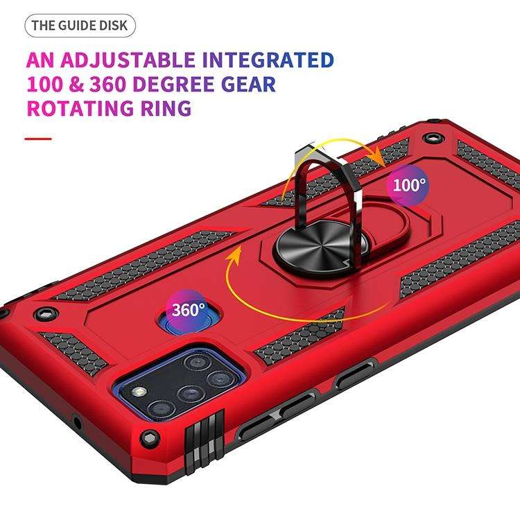 For Samsung Galaxy A21s Shockproof TPU + PC Protective Case with 360 Degree Rotating Holder(Black)