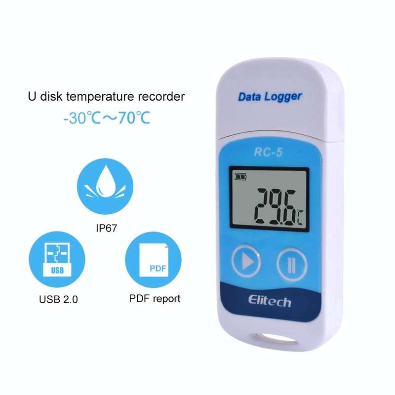 TTE35065 Digital USB Temperature Data Logger for Warehouse Storage, Refrigerated, Cold Storage an...