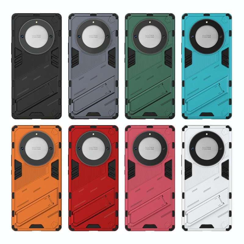 For Honor X9a/X40 5G/Magic5 Lite Punk Armor PC + TPU Phone Case with Holder(Grey)