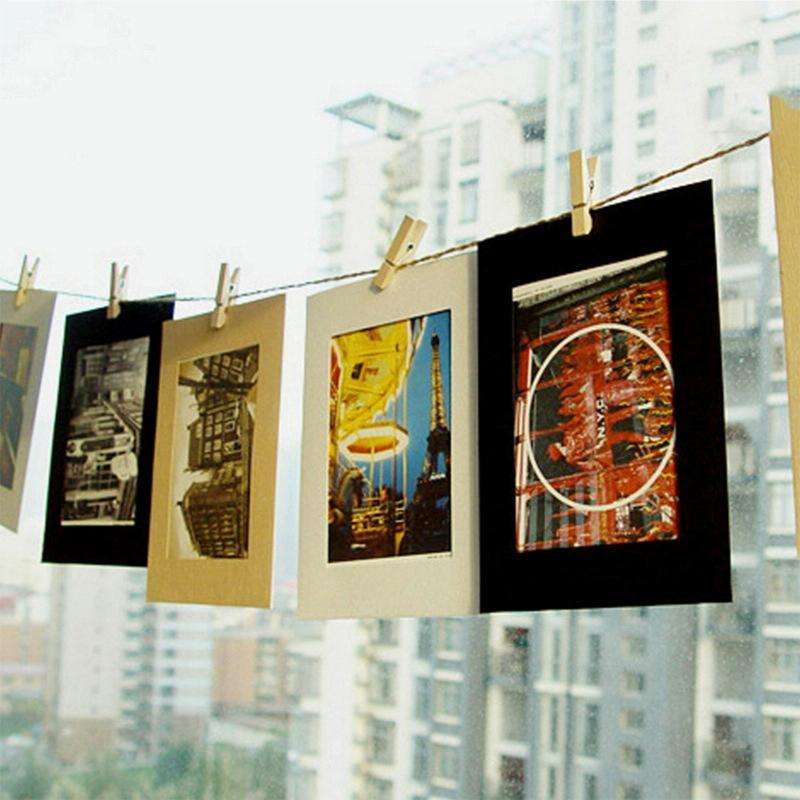 10pcs /Set DIY Photo Gallery Wall Mounted Paper Photo Frame With Twine Clip, Size: 3 inch(Black)