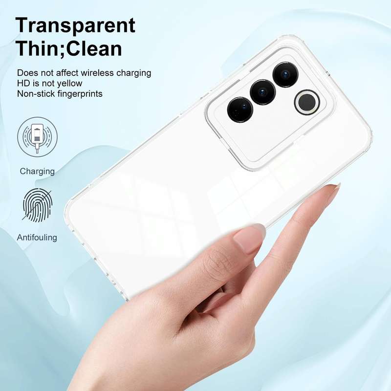 For vivo V27 3 in 1 Clear TPU Color PC Frame Phone Case(White)