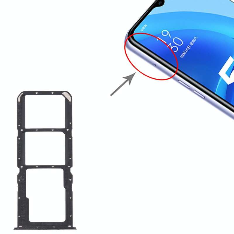 For OPPO A56 5G SIM Card Tray + SIM Card Tray + Micro SD Card Tray (Black)
