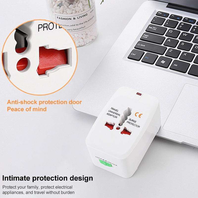 All in 1 (EU + AU + UK + US Plug) World Universal Travel Adaptor(White)
