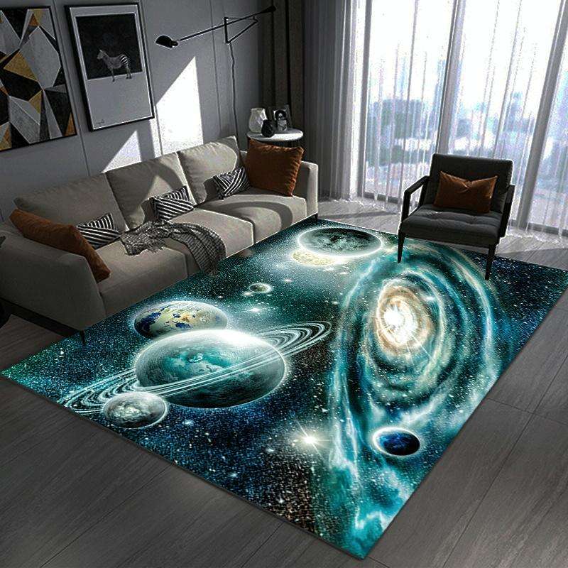 3D Visual Cartoon Cosmic Planet Living Room Carpet, Size: 60x90cm(RZ Cosmic Planet 8)