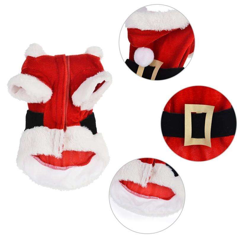Christmas Dog Clothes for Small Dogs Santa Dog Costume Winter Pet Coats, Size:M(Red)