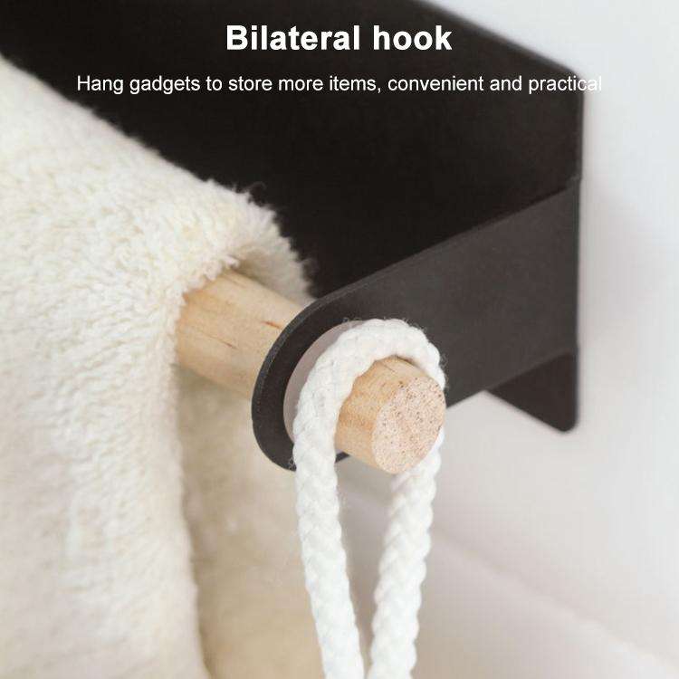 Non-perforated Kitchen Paper Holder Rag Roll Paper Storage Rack Toilet Bathroom Towel Rack(Black)