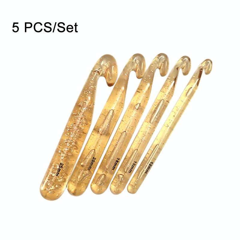 5 PCS/Set Transparent Bold Crystal Crochet Knitting Tool Set