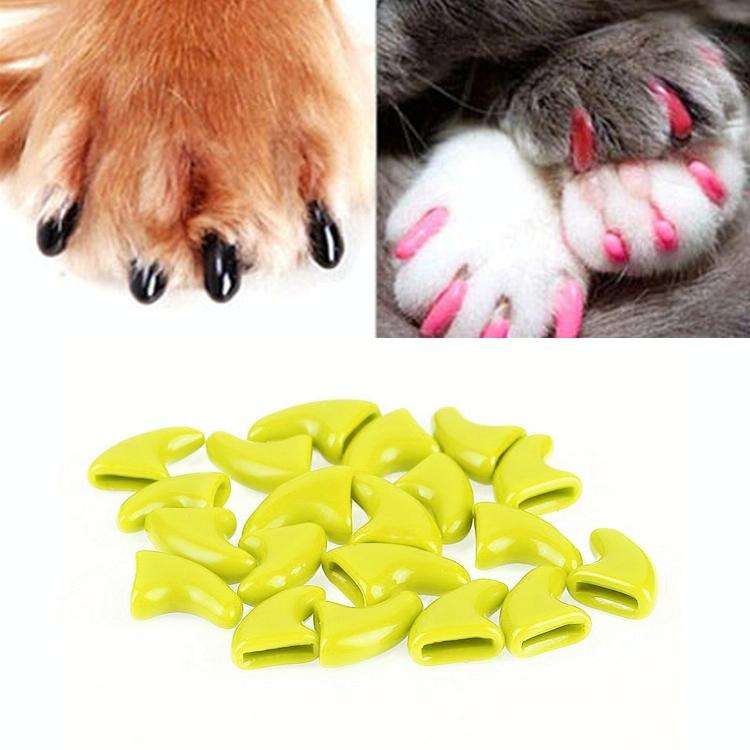 20 PCS Silicone Soft Cat Nail Caps / Cat Paw Claw / Pet Nail Protector/Cat Nail Cover, Size:XS(Ye...