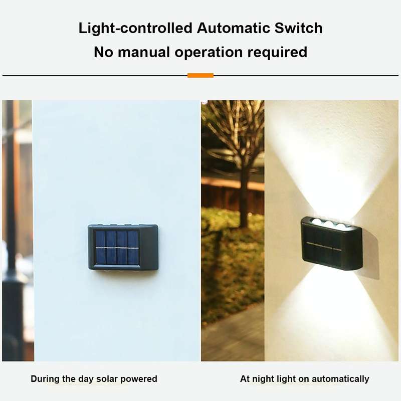 6LED NiMH Solar Wall Lamp Outdoor Waterproof Up And Down Double-headed Spotlights(Warm Light)